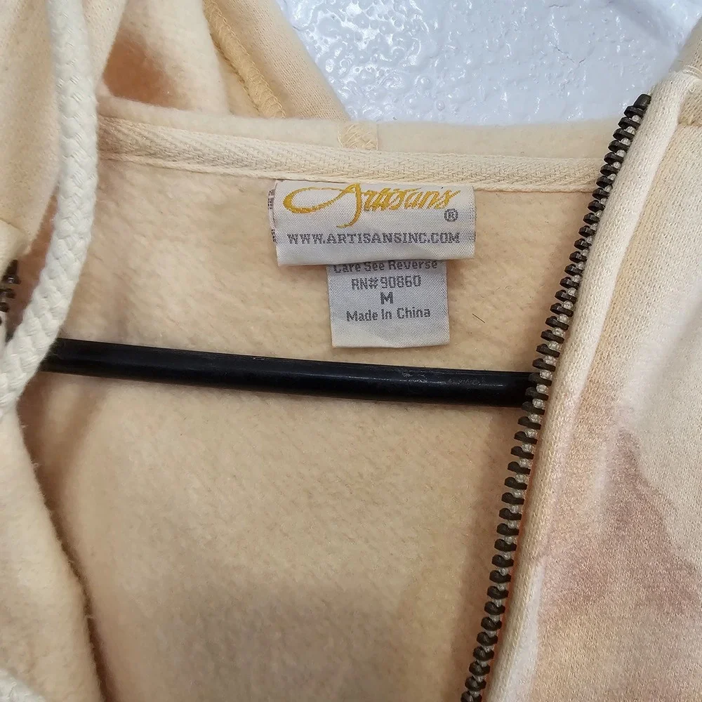 Artisans Wild Horse Graphic Full Zip Hoodie Tan Beige Mens Medium Equestrian - Picture 4 of 7